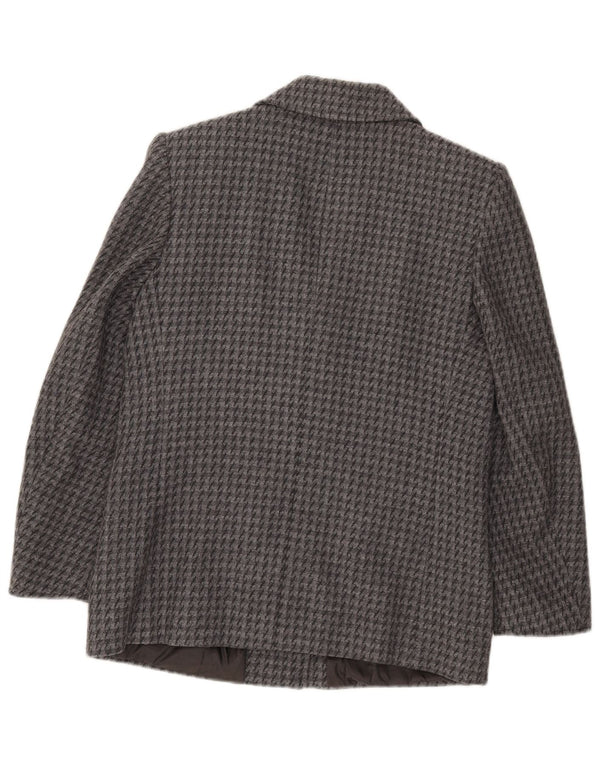 vintage Femme 2 Bouton Blazer Veste IT 43 Pied-de-poule Gris Moyen