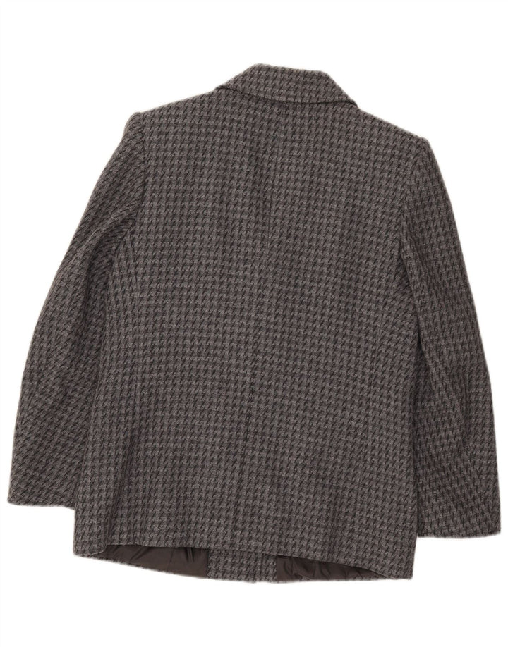 vintage Femme 2 Bouton Blazer Veste IT 43 Pied-de-poule Gris Moyen