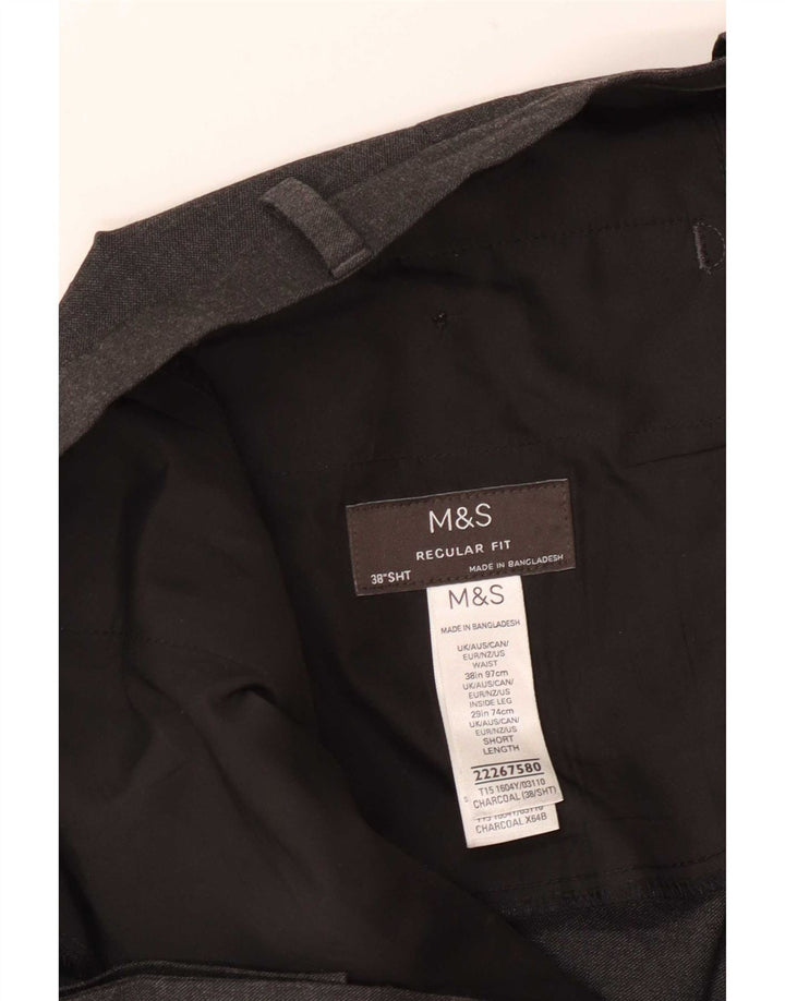 Marks & Spencer Pantalon de costume coupe classique pour homme W38 L29 Gris Polyester
