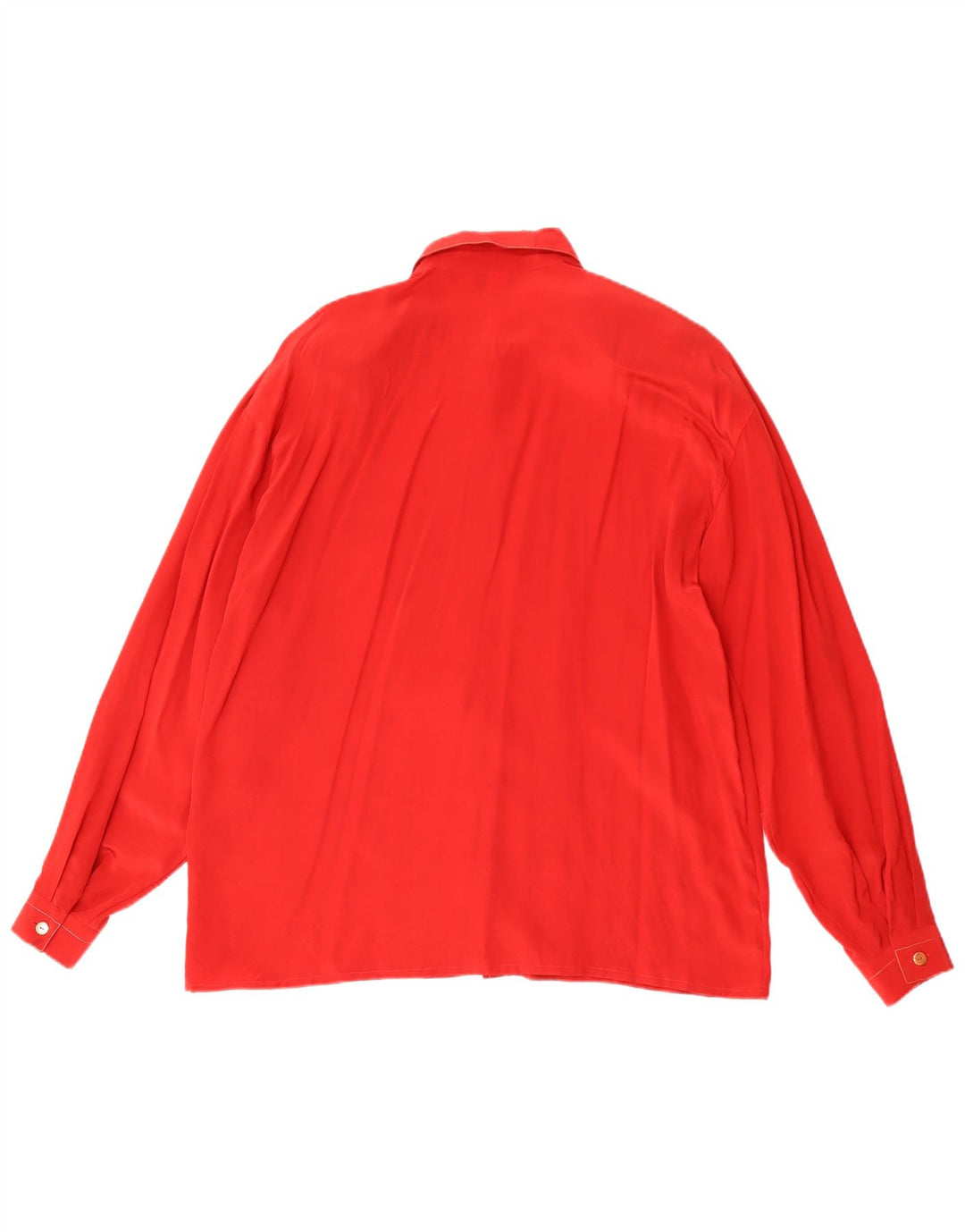 vintage Femme Manches Longues Chemise Régulière IT 46 Grande Soie Rouge