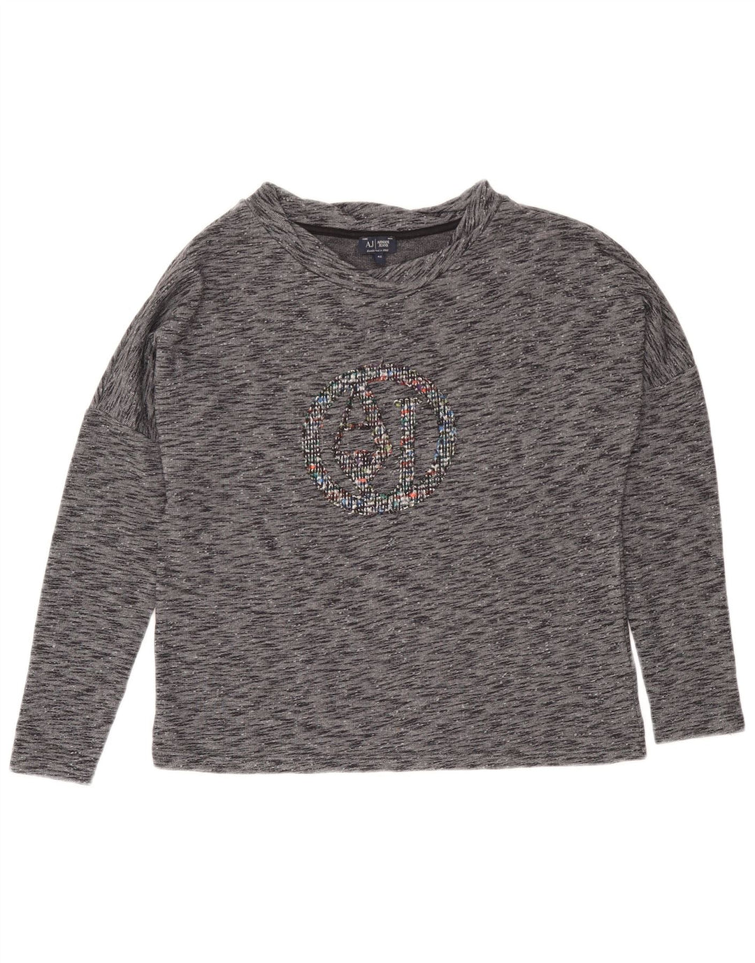 Armani Jeans Haut graphique à manches longues pour femme IT 42 Gris moyen moucheté