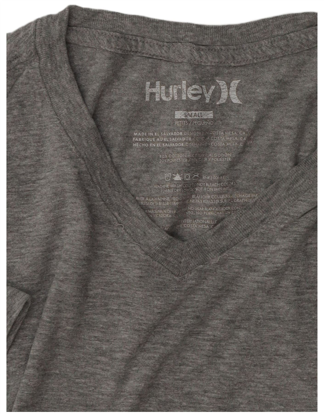 Hurley T-Shirt Homme Petit Gris Moucheté Coton
