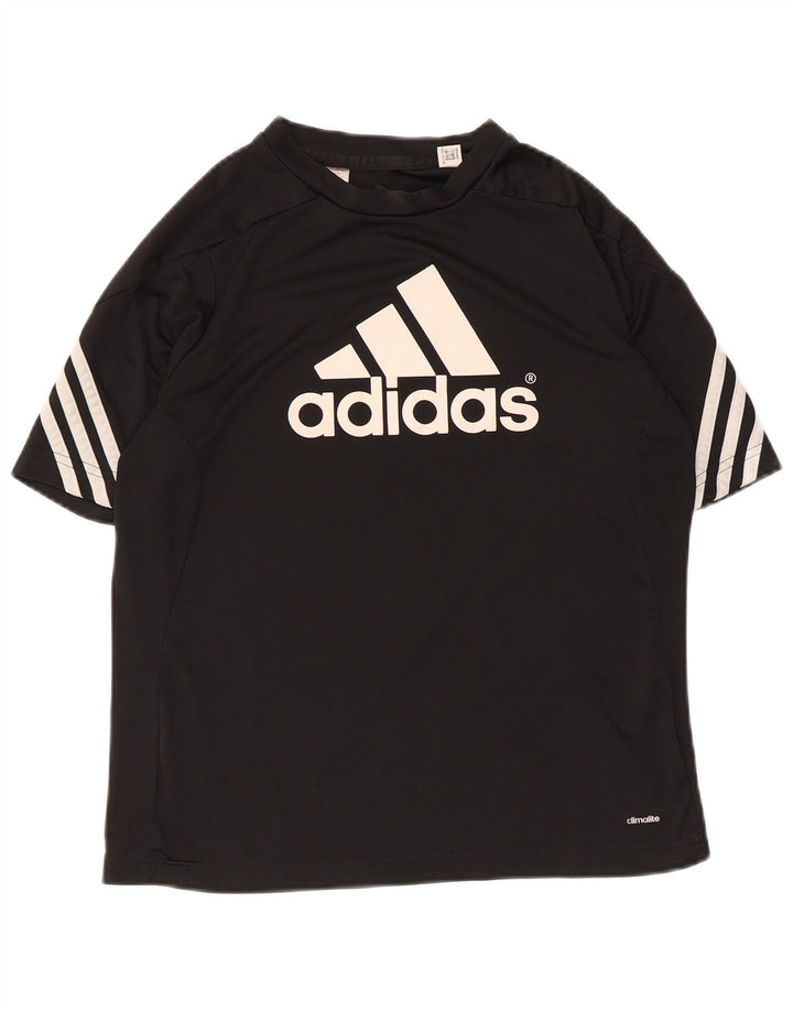 Adidas Climalite Graphic T-Shirt Top UK 12 Polyester Noir Moyen
