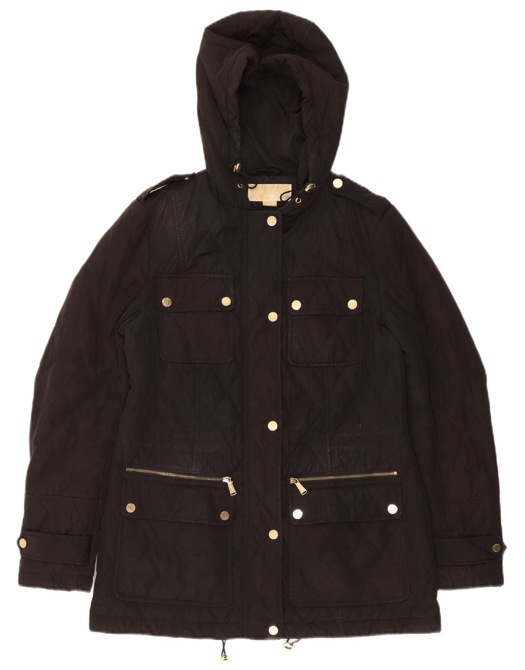 MICHAEL KORS Veste matelassée à capuche coupe ample pour femme UK 10 Small Noir