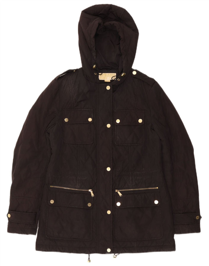 MICHAEL KORS Veste matelassée à capuche coupe ample pour femme UK 10 Small Noir