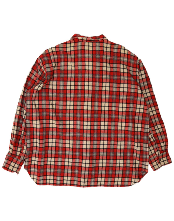 vintage Chemise en flanelle homme XL Laine à carreaux rouges