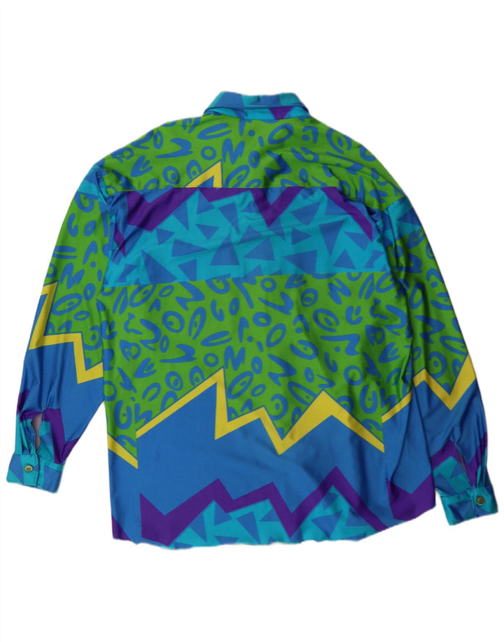 VINTAGE Chemise Homme XL Bleu Géométrique