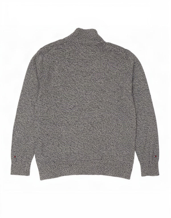 Tommy Hilfiger Pull Cardigan Homme XL Bleu Marine Moucheté Coton