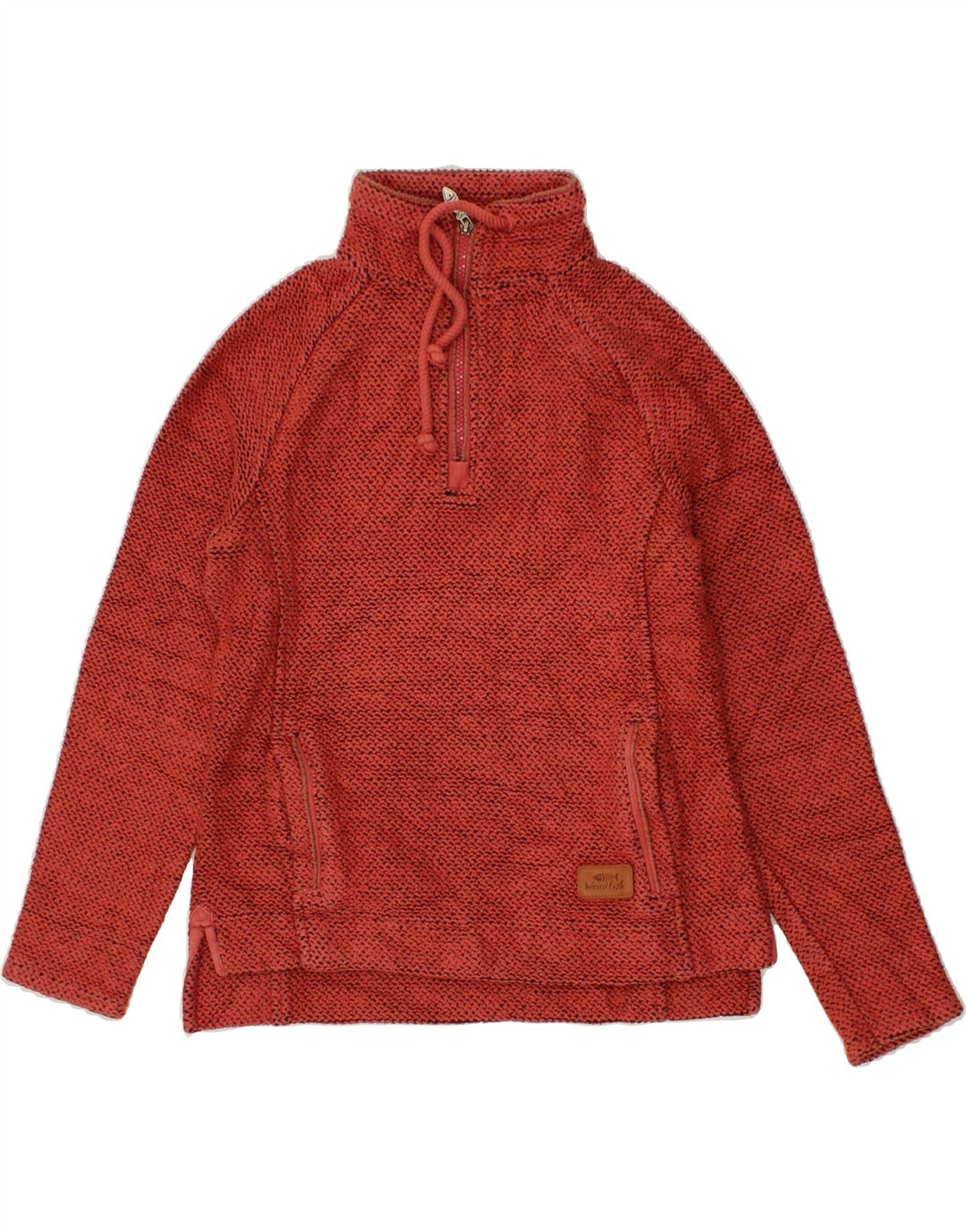 WEIRD FISH Womens Zip Neck Sweatshirt Jumper UK 8 Small Red Cotton Vintage Weird Fish and Second-Hand Weird Fish from Messina Hembry 