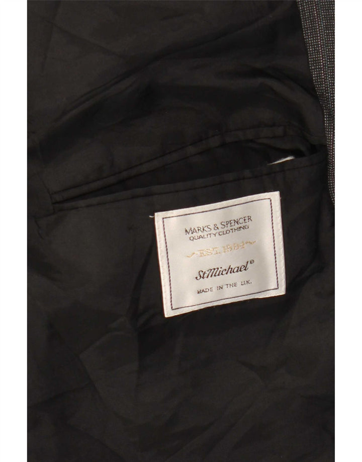 Marks & Spencer Veste blazer longue à 2 boutons pour homme UK 42 Large Gris Polyester