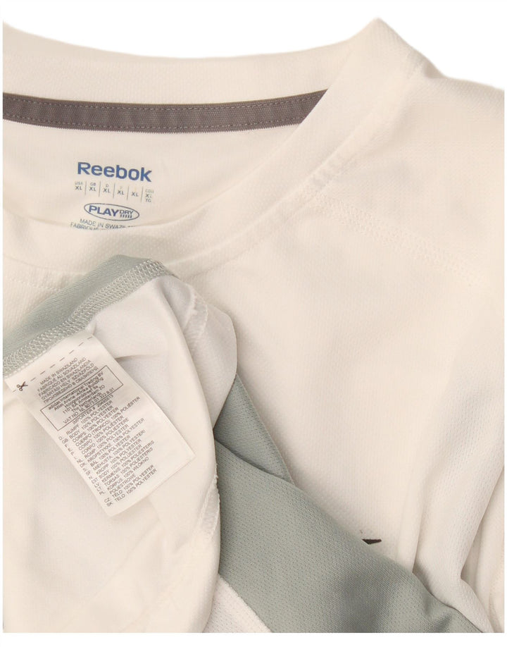 Reebok T-Shirt Graphique Homme XL Blanc Colorblock Polyester