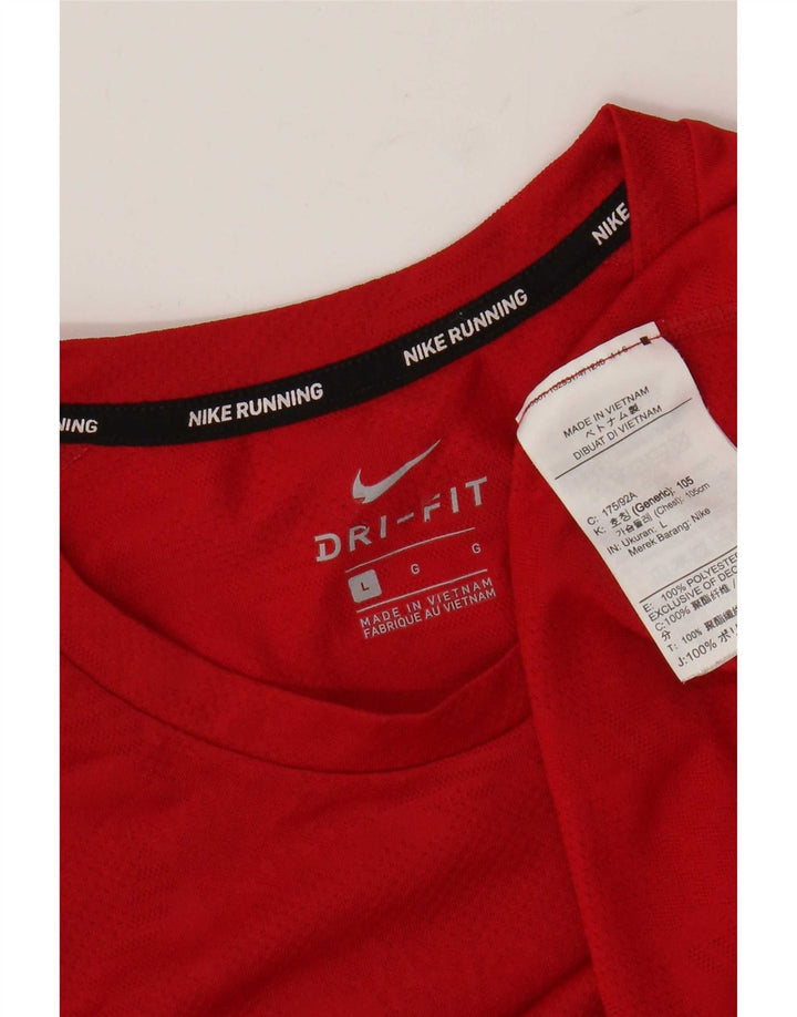 Nike Hommes Dri Fit T-Shirt Haut Large Rouge Polyester