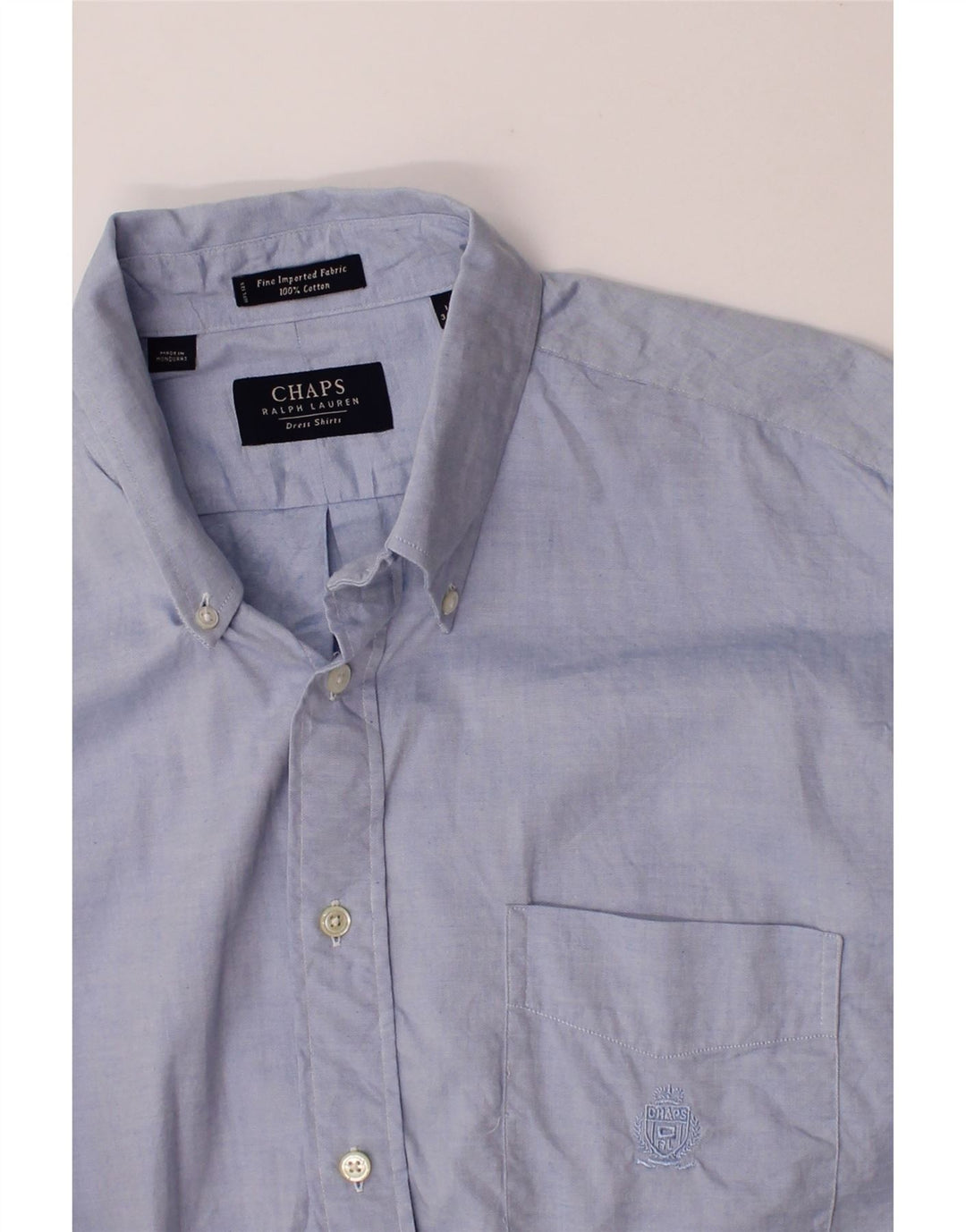 CHAPS RALPH LAUREN Mens Tall Shirt Size 16 Large Blue Cotton Vintage Chaps Ralph Lauren and Second-Hand Chaps Ralph Lauren from Messina Hembry 