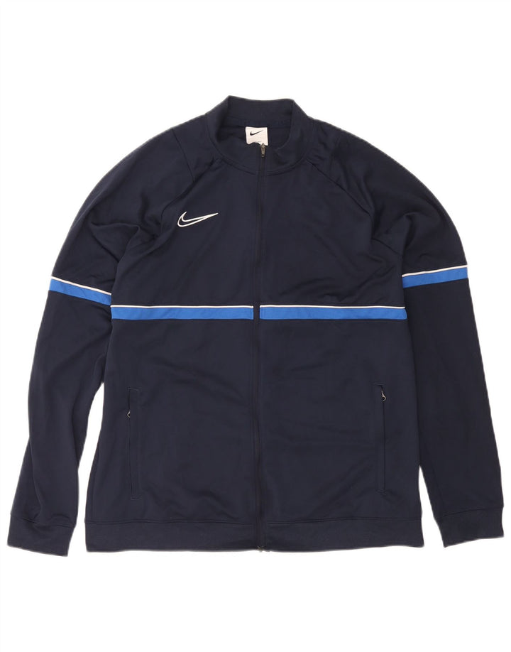 Nike Hommes Dri Fit Survêtement Top Veste XL Bleu Marine Colorblock Polyester