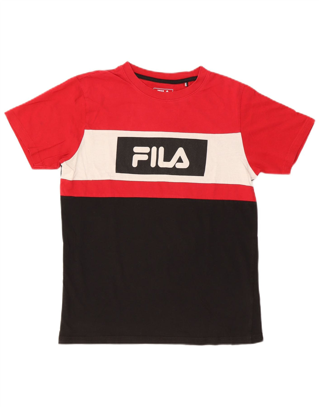 Fila Homme Graphic T-Shirt Top Small Multicolore Colourblock Coton