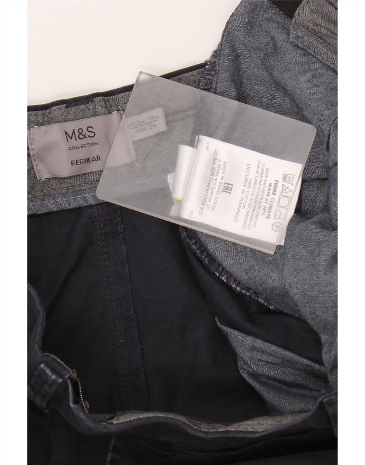 Marks & Spencer Pantalon Chino Regular Homme W40 L31 Bleu Marine Coton