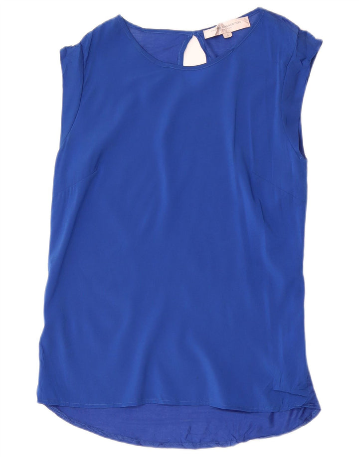 French Connection Chemisier sans manches pour femme UK 10 Petit Bleu Polyester