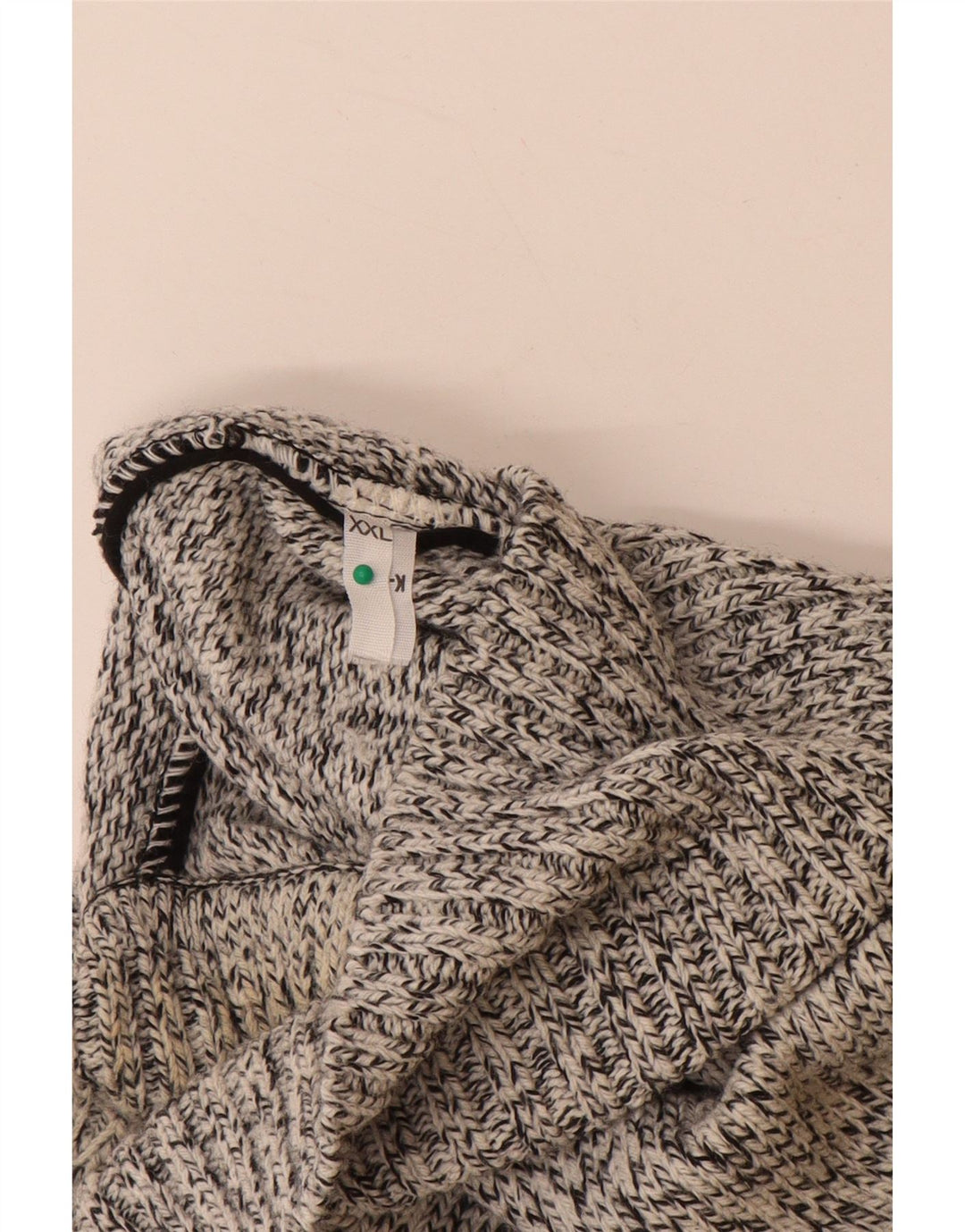 VINTAGE Pull col roulé pour homme 2XL Gris Fair Isle Acrylique