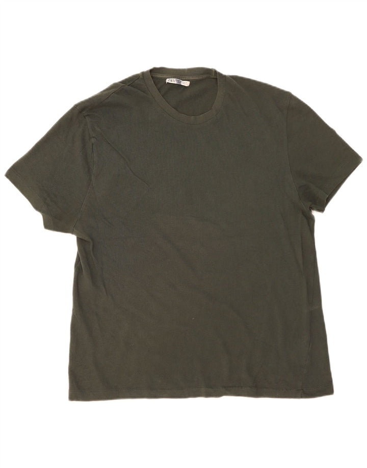 Zara T-Shirt Homme Haut Large Kaki