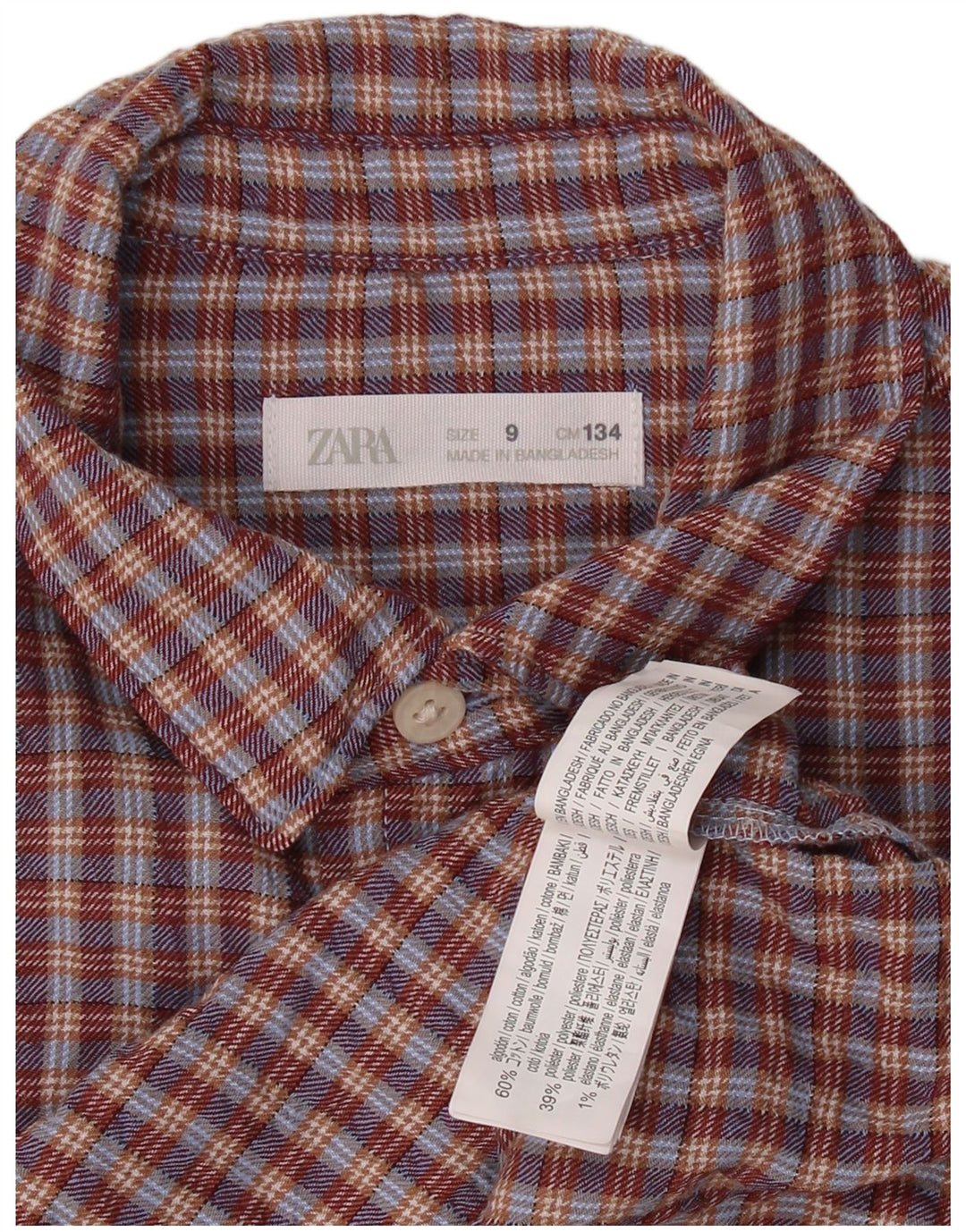 Chemise en flanelle ZARA garçons 8-9 ans coton à carreaux bordeaux