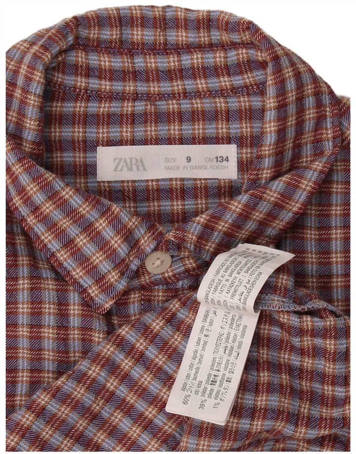 Chemise en flanelle ZARA garçons 8-9 ans coton à carreaux bordeaux