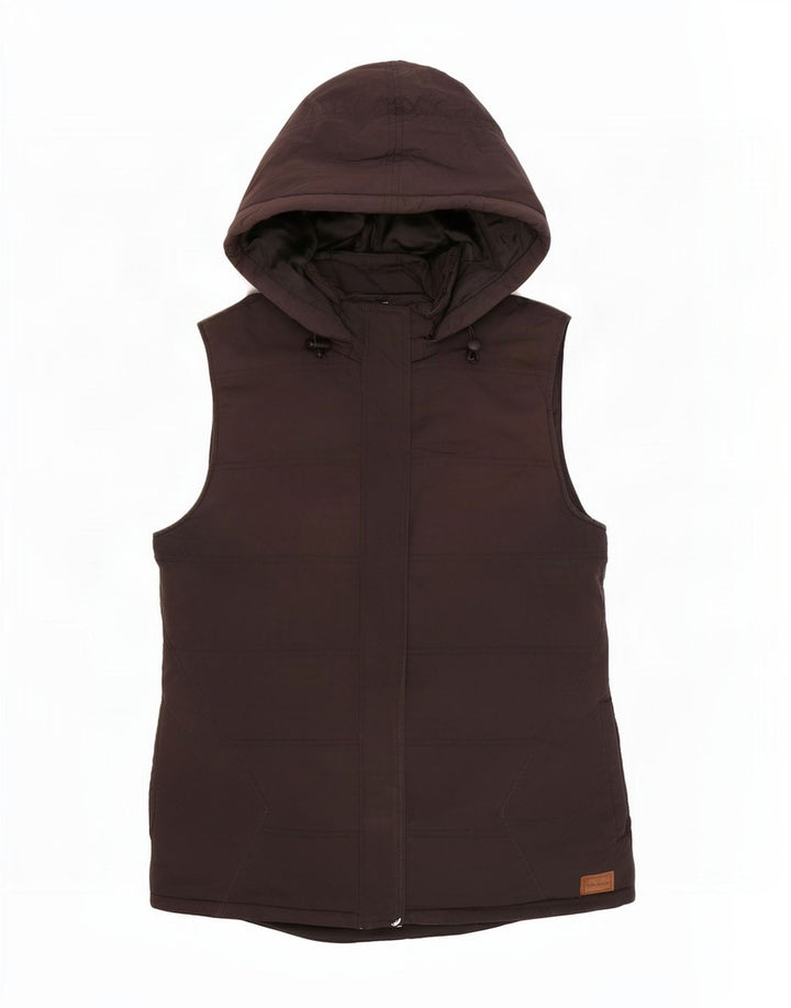 Volcom Gilet rembourré à capuche pour femme UK 12 Medium Noir Polyester