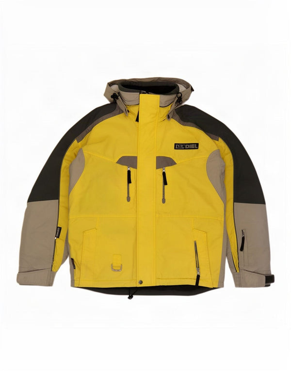 Diel Veste de ski à capuche pour homme UK 38 Jaune moyen Colourblock