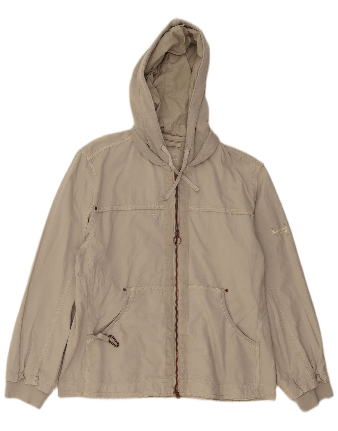 CHAMPION Veste bomber à capuche pour femme UK 18 XL Gris Coton