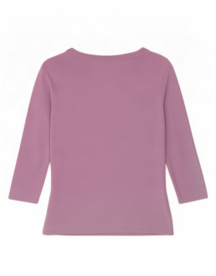 Zara Femme Top Manches 3/4 UK 12 Violet Moyen Viscose