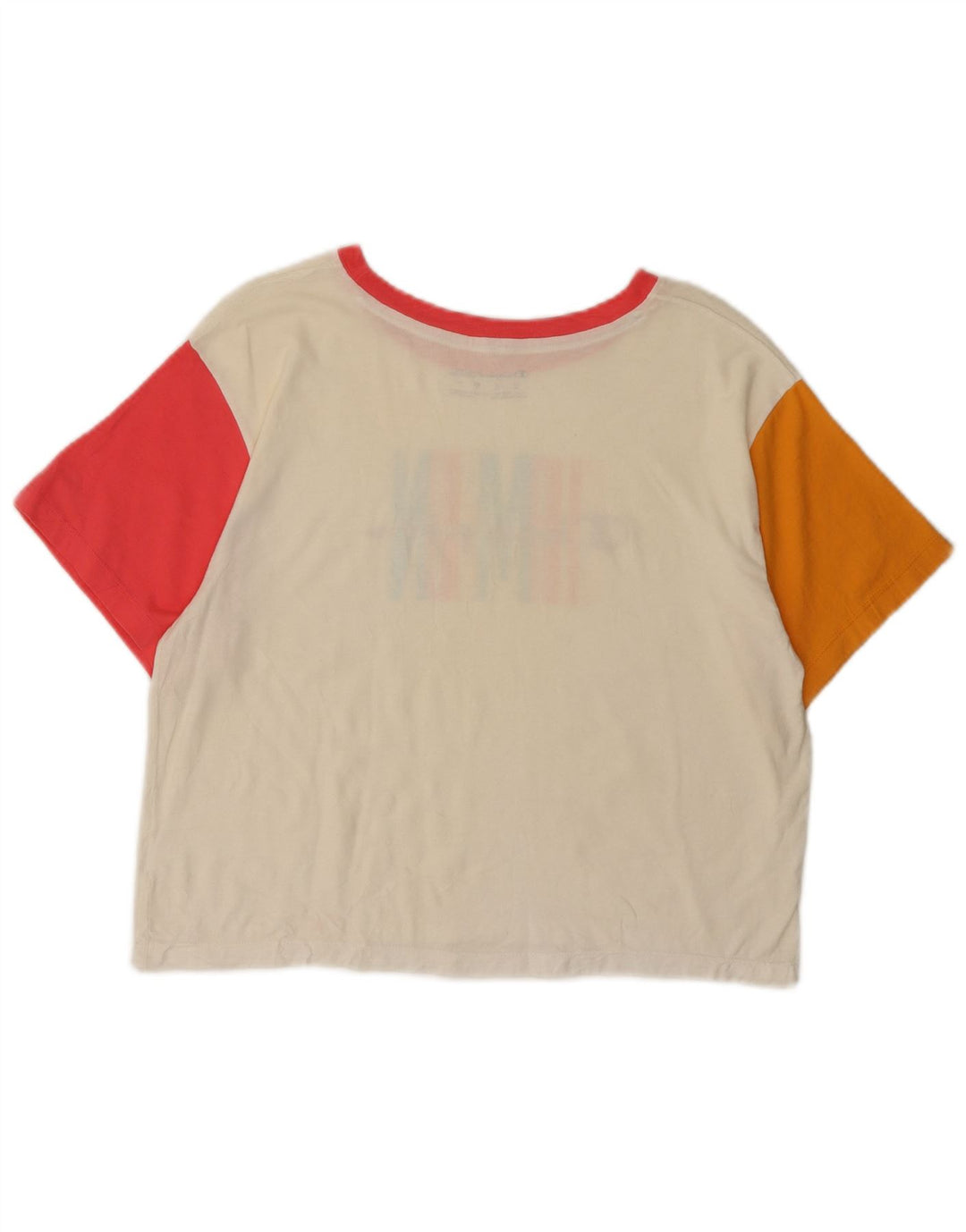 CHAMPION T-shirt court graphique pour femme UK 14 Blanc moyen Colourblock