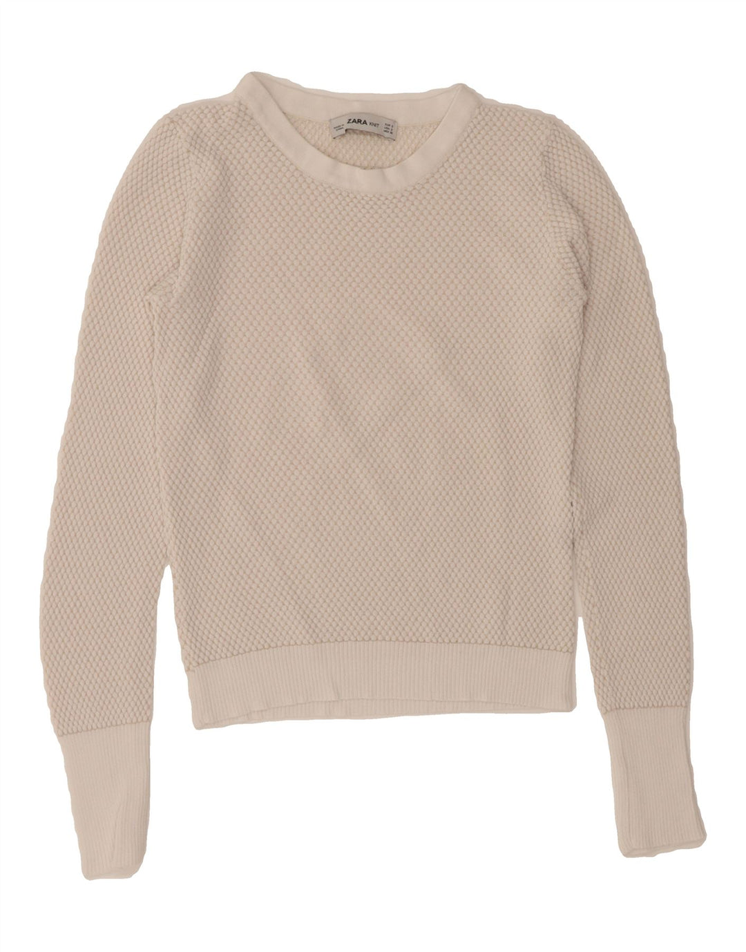 ZARA Womens Boat Neck Jumper Sweater UK 8 Small White Vintage Zara and Second-Hand Zara from Messina Hembry 