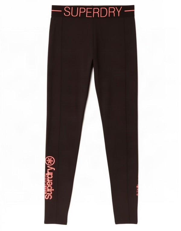Superdry Leggings Graphiques Femme UK 14 Polyester Noir Moyen