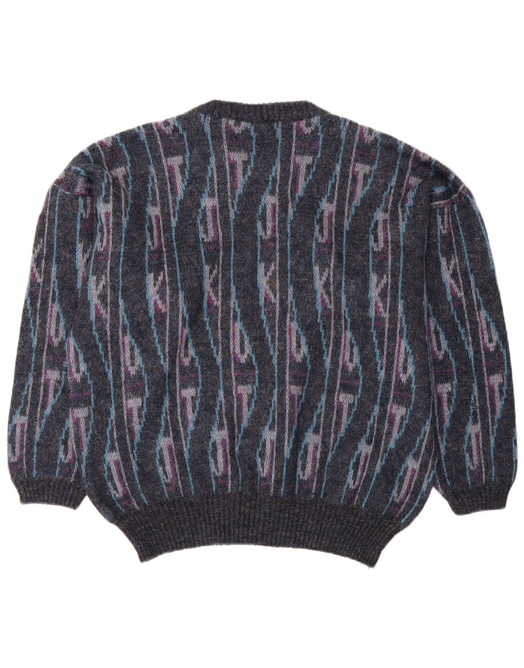 vintage Mens Crew Neck Jumper Sweater IT 50 Moyen Multicolore Géométrique