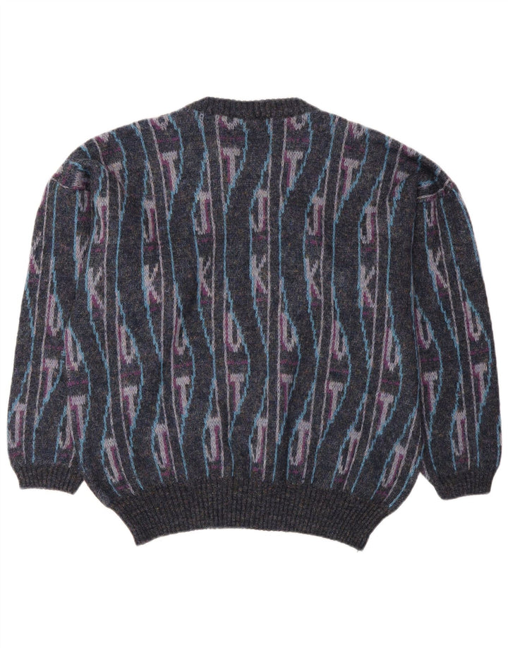 vintage Mens Crew Neck Jumper Sweater IT 50 Moyen Multicolore Géométrique