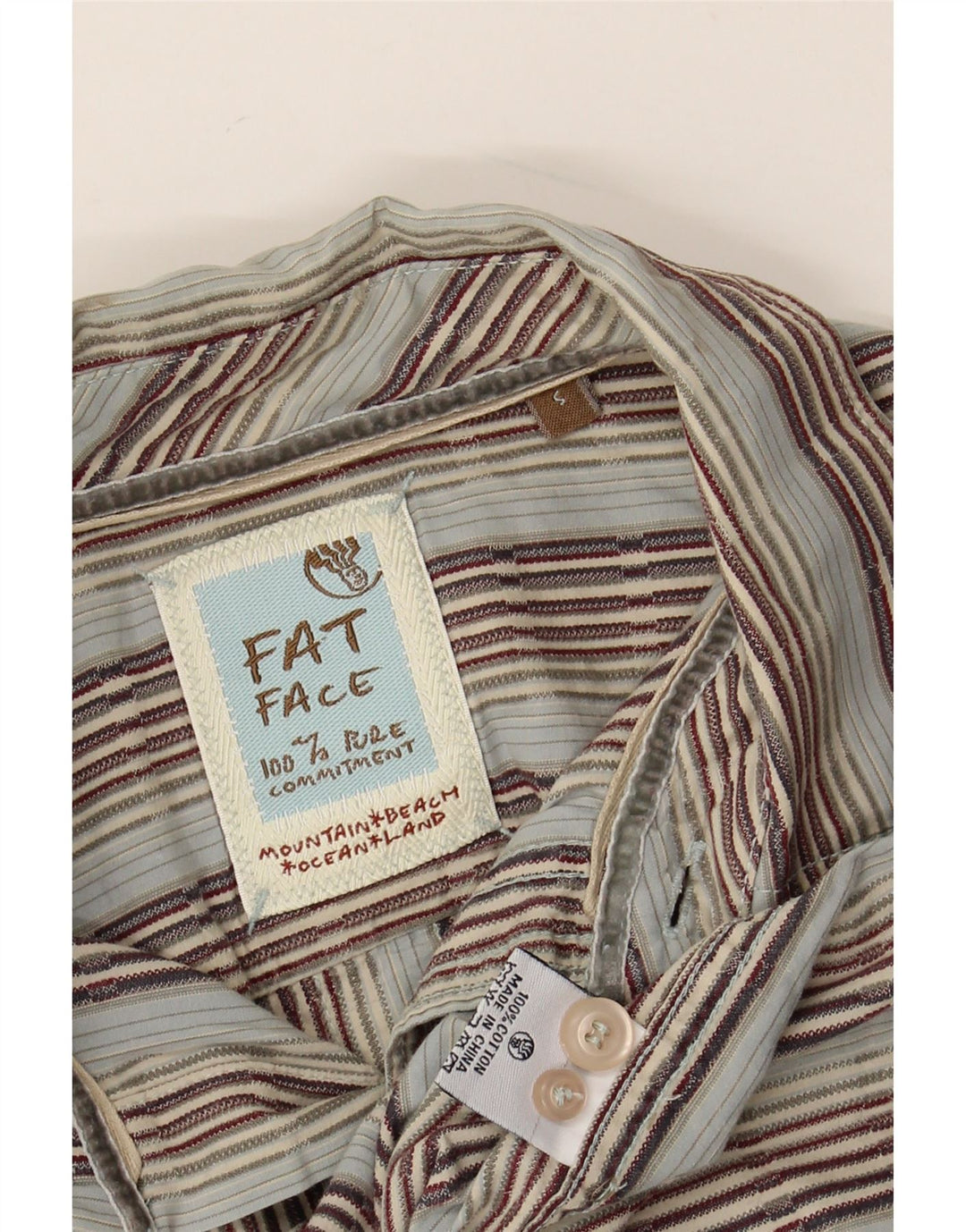 FAT FACE Chemise Homme Small Gris Rayé Coton