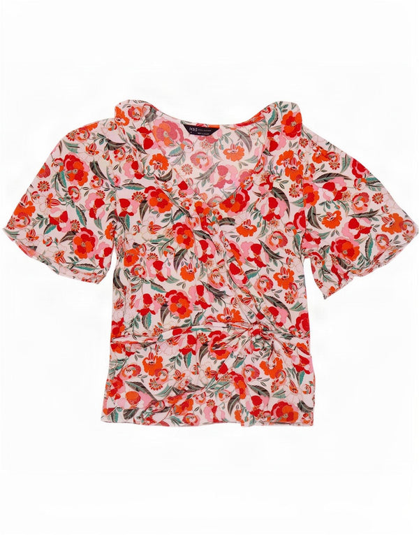 Marks & Spencer Chemisier Top UK 10 Small Multicolore Floral Viscose