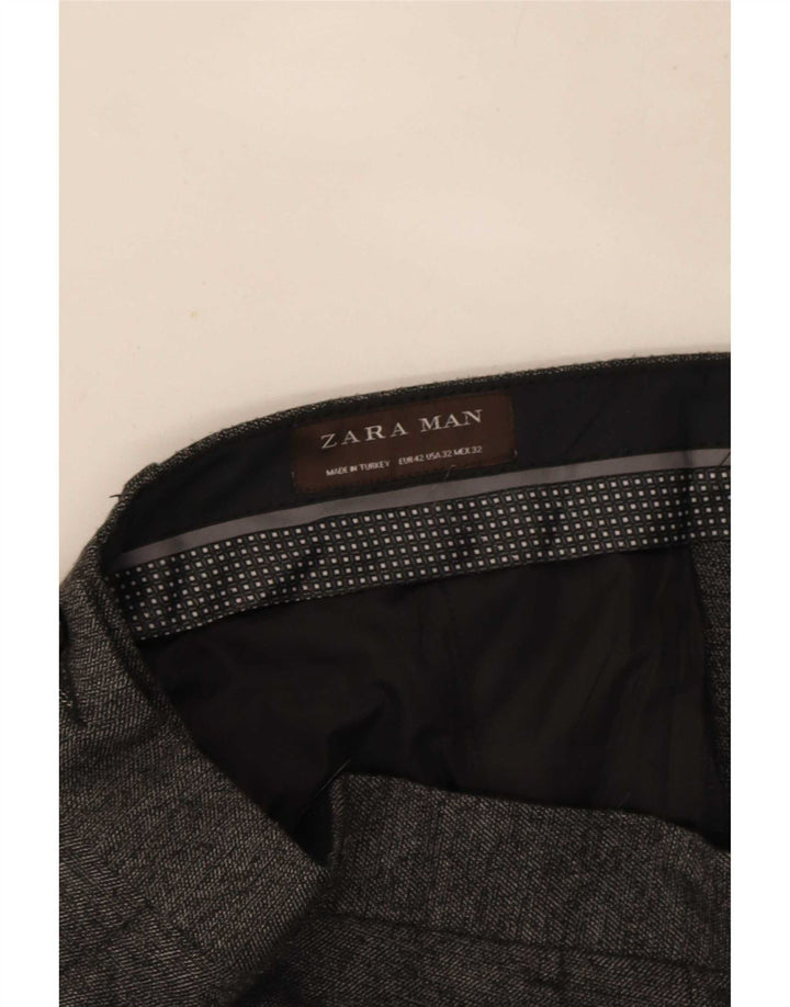 Zara Pantalon de costume slim pour homme EU 42 Large W32 L32 Gris Polyester