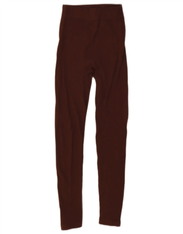 Zara Leggings Femme UK 4 XS Nylon Marron