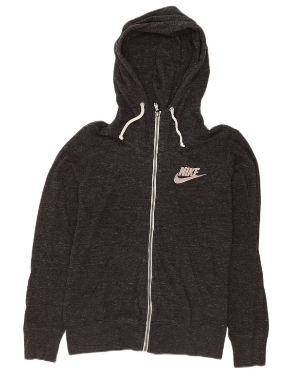 Nike Pull à capuche zippé pour femme UK 12 Coton moucheté gris moyen