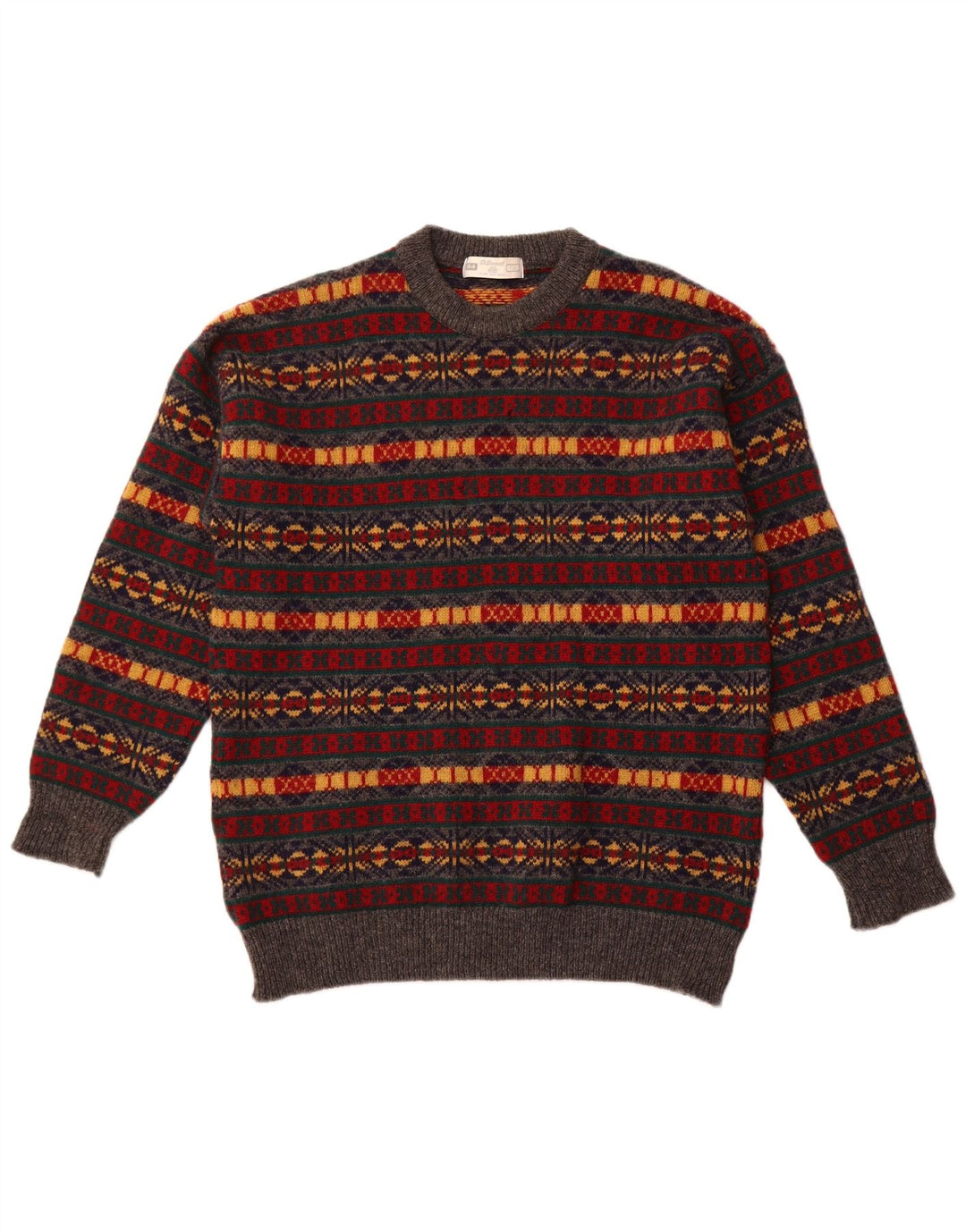 ST. BERNARD Pull à col rond pour homme Large Multicolore Fair Isle