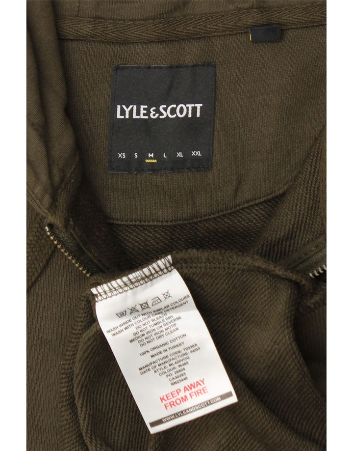 Lyle & Scott Pull à capuche zippé pour homme en coton kaki moyen