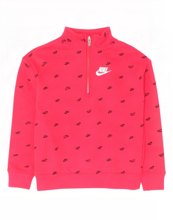 Nike Girls Graphic 1/4 Zip Sweatshirt Jumper 6-7 ans Grand Rouge Coton