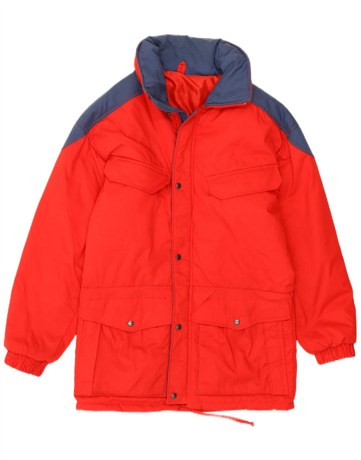 VINTAGE Veste coupe-vent à capuche pour homme IT 46 Grand colorblock rouge