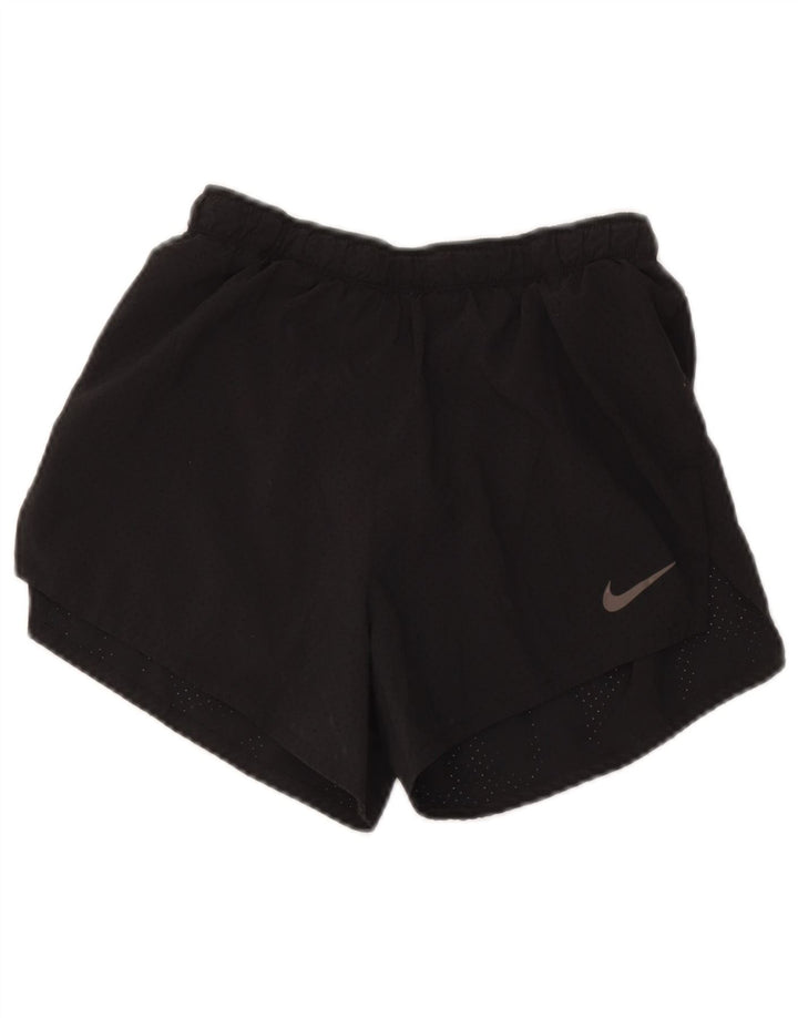 Nike Short de sport Dri Fit pour femme UK 8 Small Noir Polyester