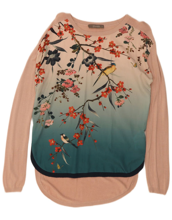 Oasis Pull surdimensionné à col bateau pour femme UK 6 XS Rose floral