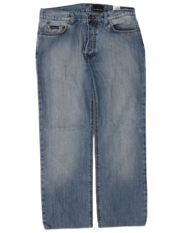 Calvin Klein Jean droit vieilli W33 L27 pour homme en coton bleu