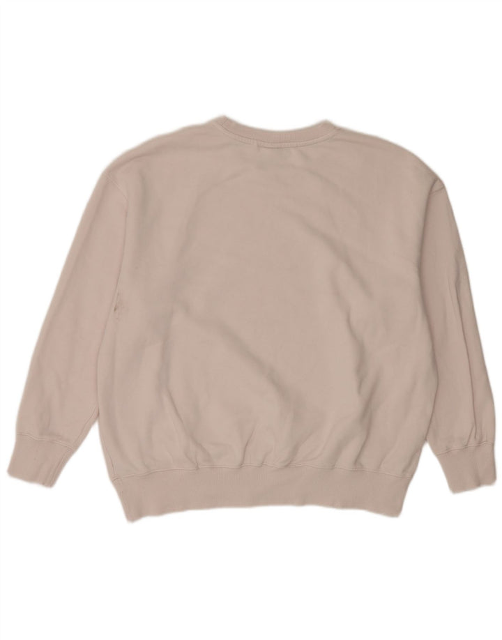 Nike Sweat-shirt surdimensionné graphique pour femme UK 14 en coton blanc moyen