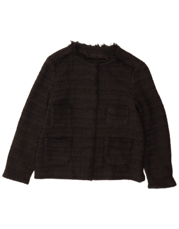 ZARA Femme Blazer Veste UK 12 Moyen Noir