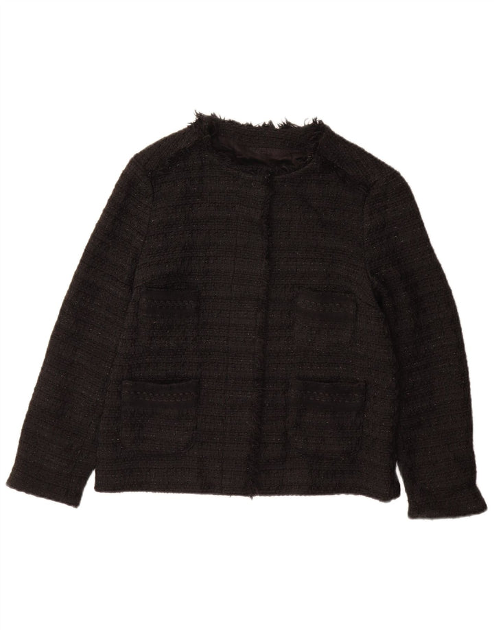 ZARA Femme Blazer Veste UK 12 Moyen Noir