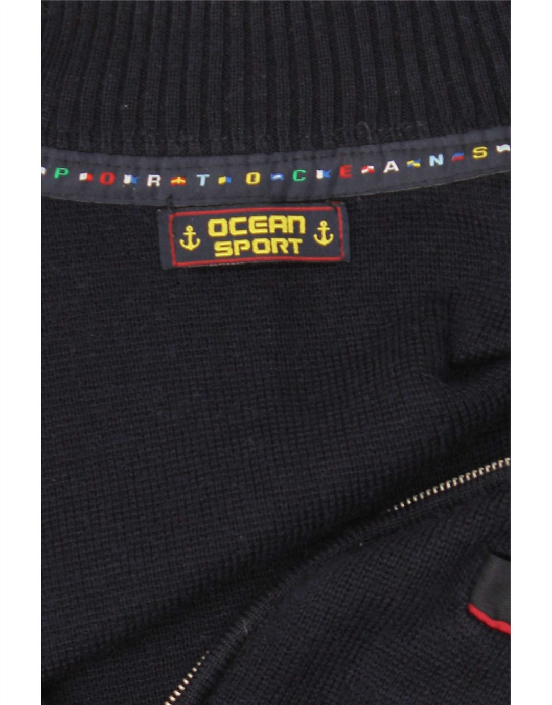 vintage Mens Full Zip Cardigan Pull Bleu Marine Moyen